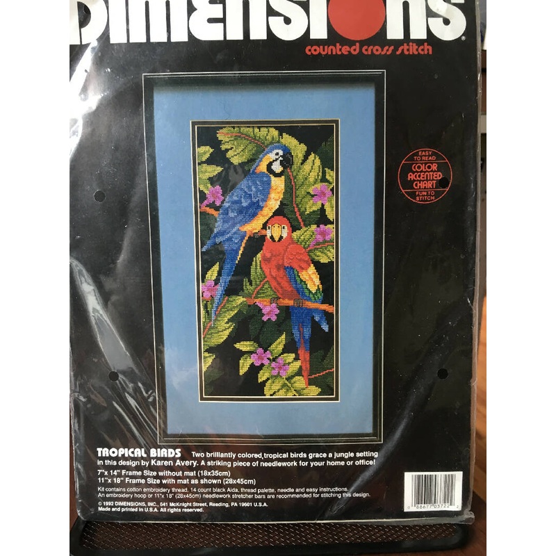 Tropical Birds Dimensions Counted Cross Stitch Kit #3722 sealed.