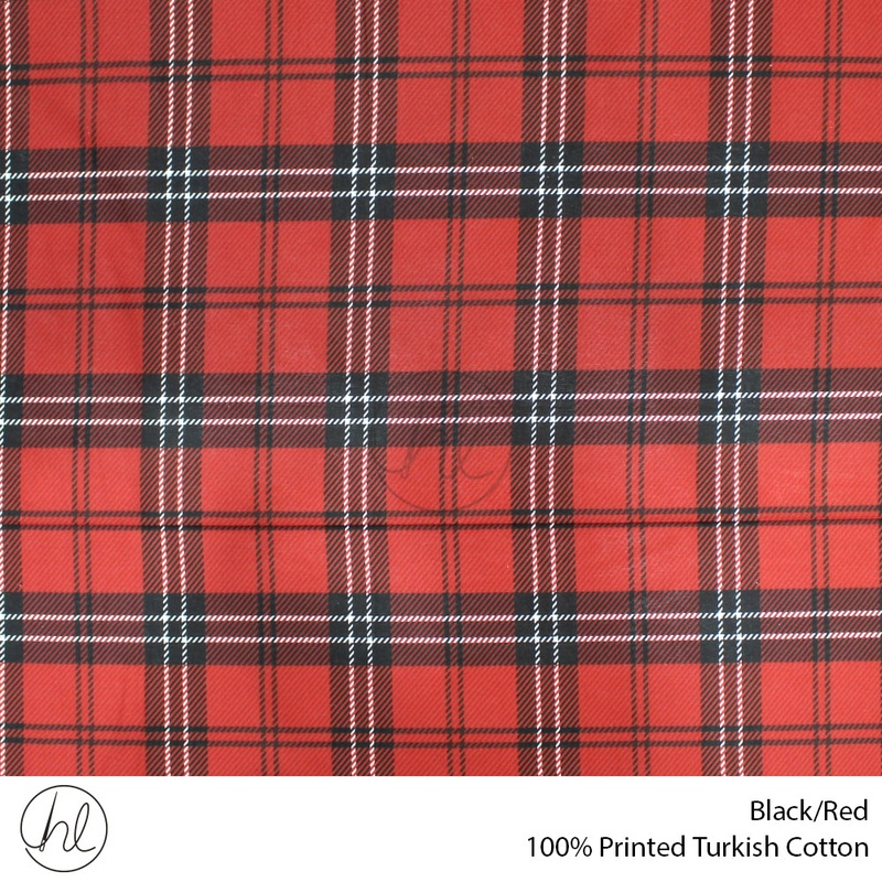 100% COTTON BIG CHECK BLK/RED ROLL ROLL 001