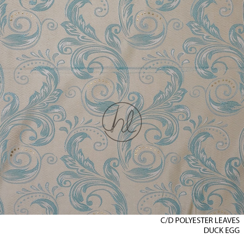 C/D Polyester Fabric Leaves 001VPHM05 280cm Duck Egg