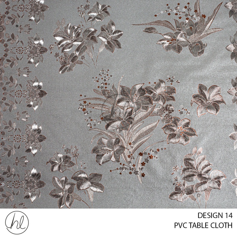 PVC TABLE CLOTH 4646 DESIGN 14 GREY 140CM WIDE PER M