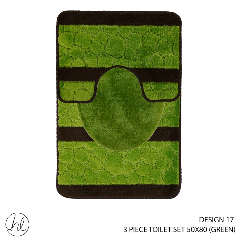 3 PIECE PRINTED TOILET SET 50X80 DESIGN 17 GREEN/BROWN