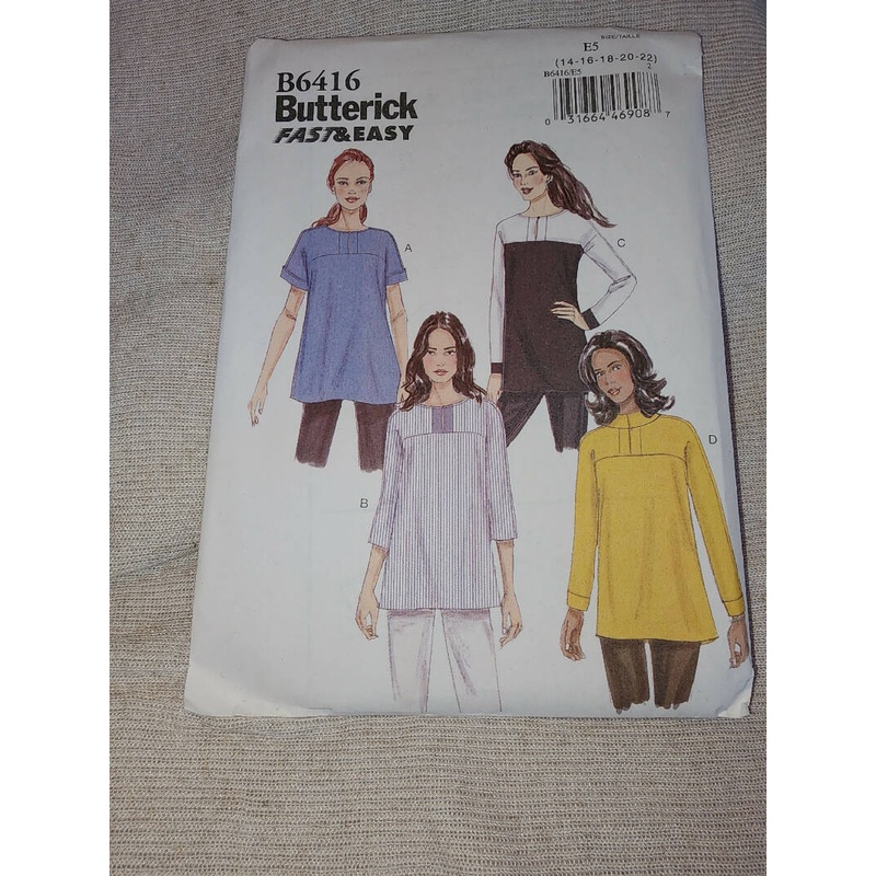 Butterick 6416 - Misses Tunic, UC/FF, SZ 14-22