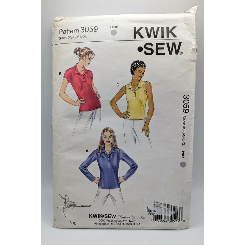 Kwik Sew 3059 Misses Polo Shirt Pattern Sizes XS-XL