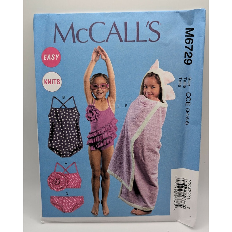 McCall's 6729 Easy Toddlers'/Children's Swimsuit, Panties & Cover-up Sizes 3-6