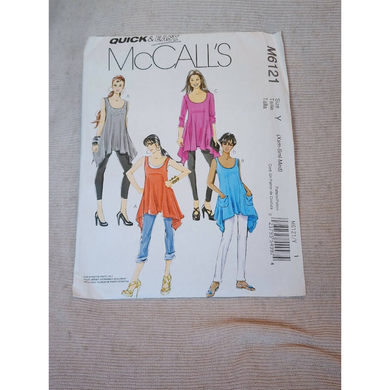 McCall's M6121 - Misses Tunic, UC/FF, SZ XSM-MED
