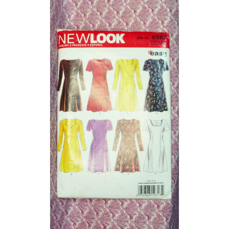 New Look 6567 sizes 6-16 Classic A-line princess seam dress with neck line variations