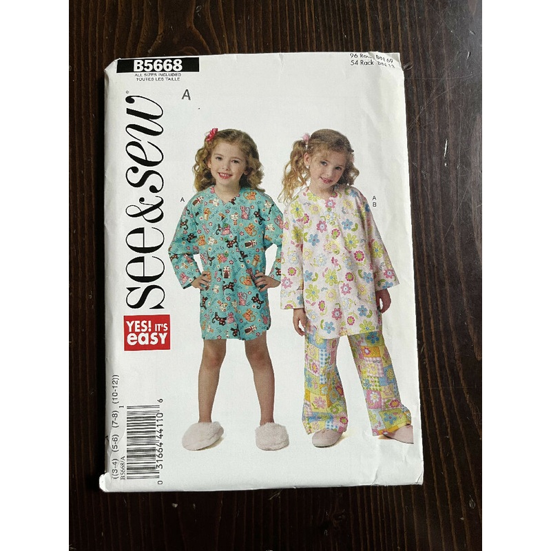 See & Sew B5668 Child's/Girl's Nightshirt and Pants