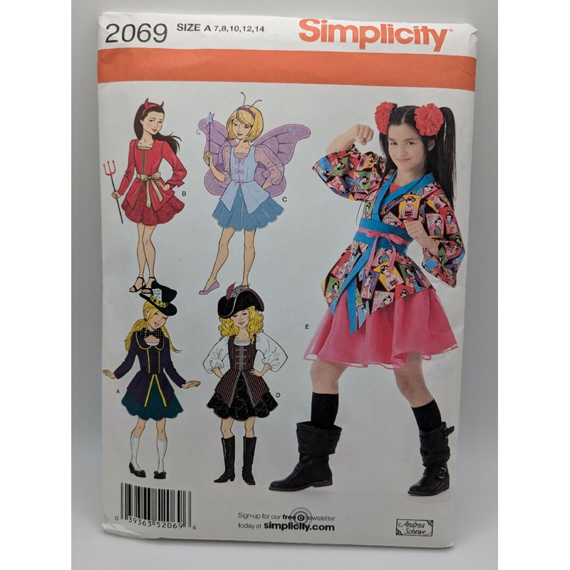Simplicity 2069 Andrea Schewe Girl's Costume Pattern Sizes 7-14