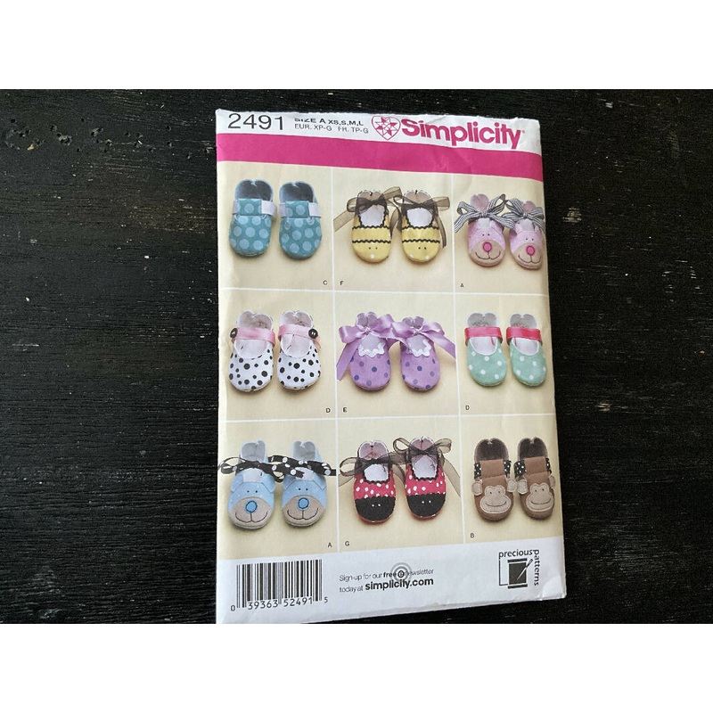 Simplicity 2491 - Baby Booties, Unopened, US Sizes XS-L