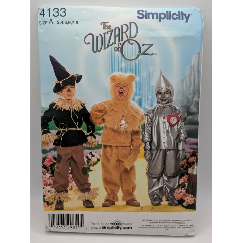 Simplicity 4133 The Wizard of Oz Childs' Costume Pattern Sizes 3-8