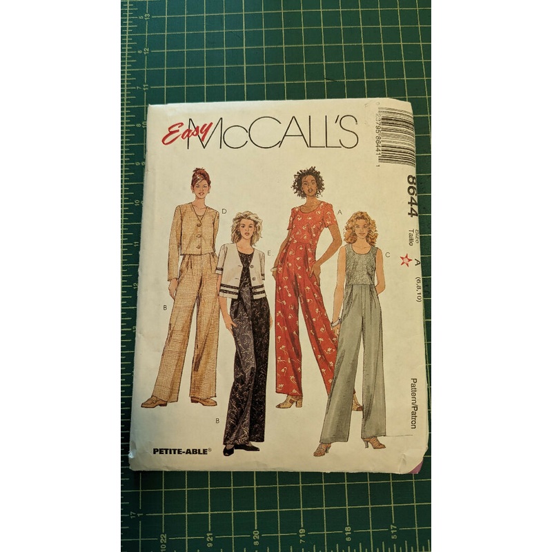 Vintage McCall's 8644 Easy Unlined Jacket & Jumpsuit Sewing Pattern Sizes 6-10
