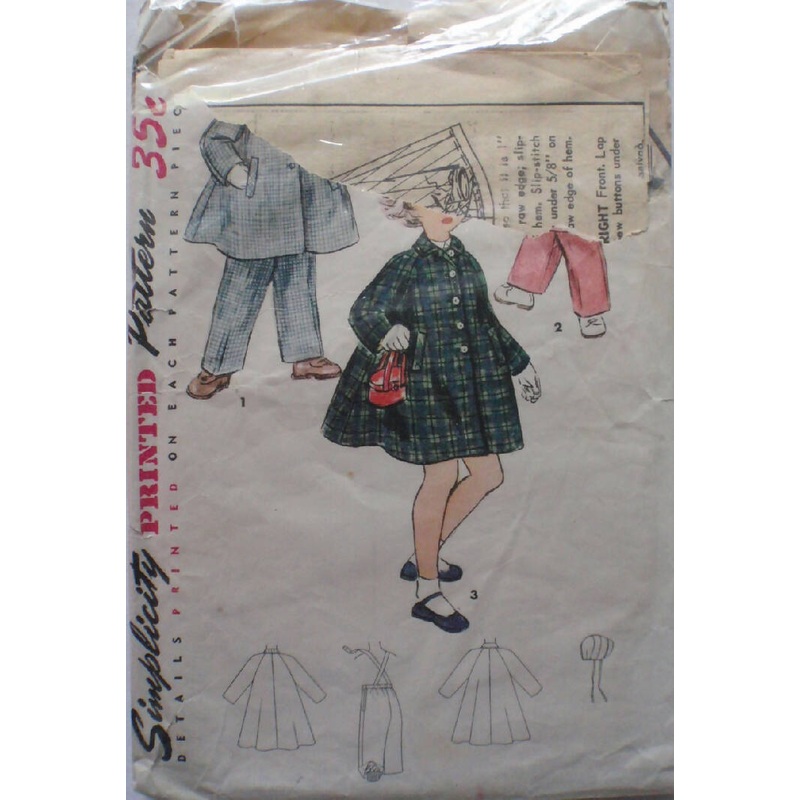 Vintage Simplicity 4454 - Child's Coat, Hat and Leggings - Size 3, Breast 22