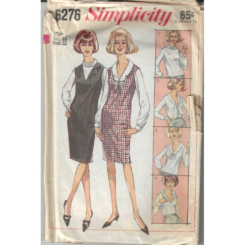 Vintage Simplicity pattern #6276, blouse, miss size 12 from 1965 - uncut