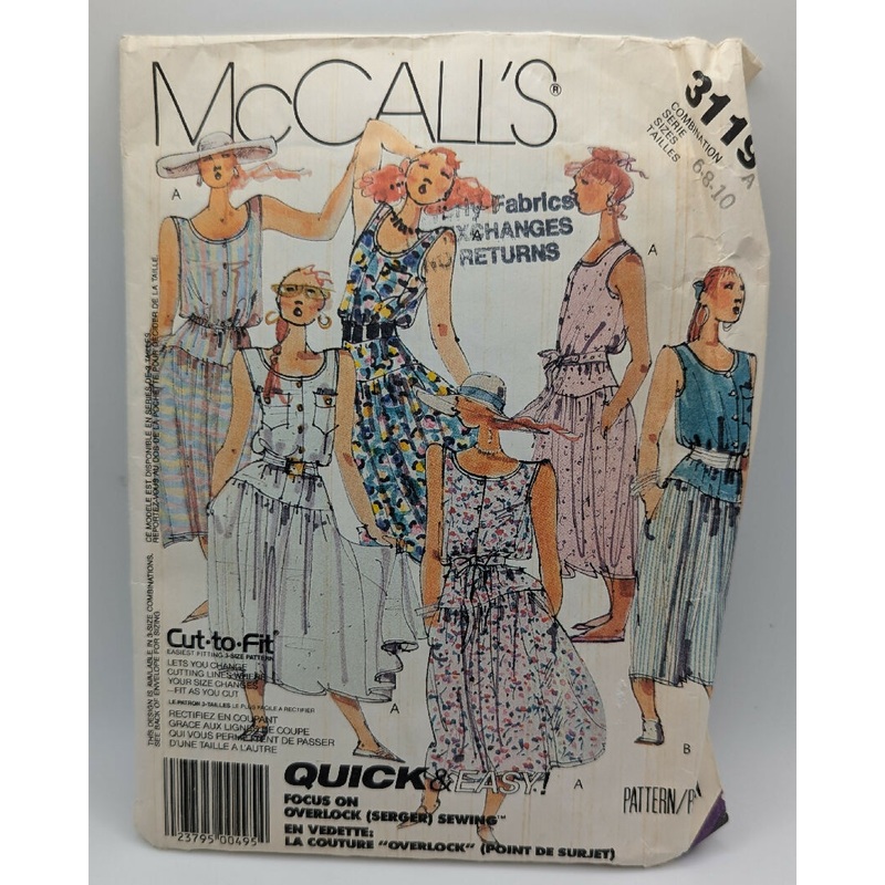 VTG McCall's 3119 Quick & Easy Misses' Dress & Tie Belt Pattern Sizes 6-10