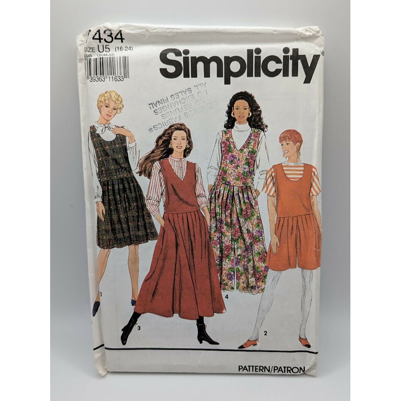 VTG Simplicity 7434 Misses' Jumper & Culotte Jumper Pattern Sizes 16-21