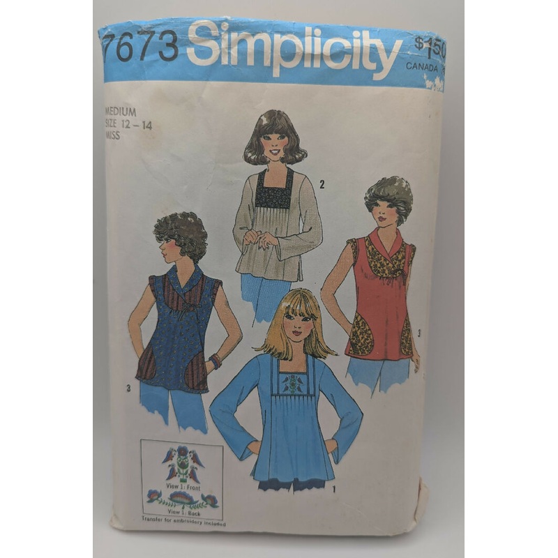 VTG Simplicity 7673 Misses Pullover Top Pattern Size Medium 12-14