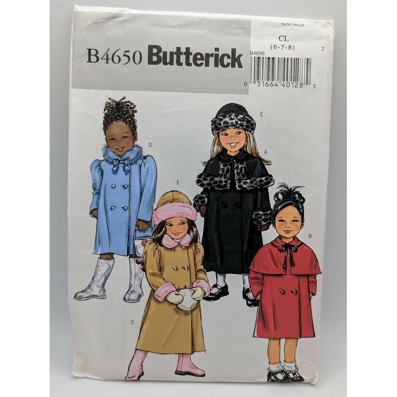 Butterick 4650 Child's Coat & Hat Pattern Sizes 6-8