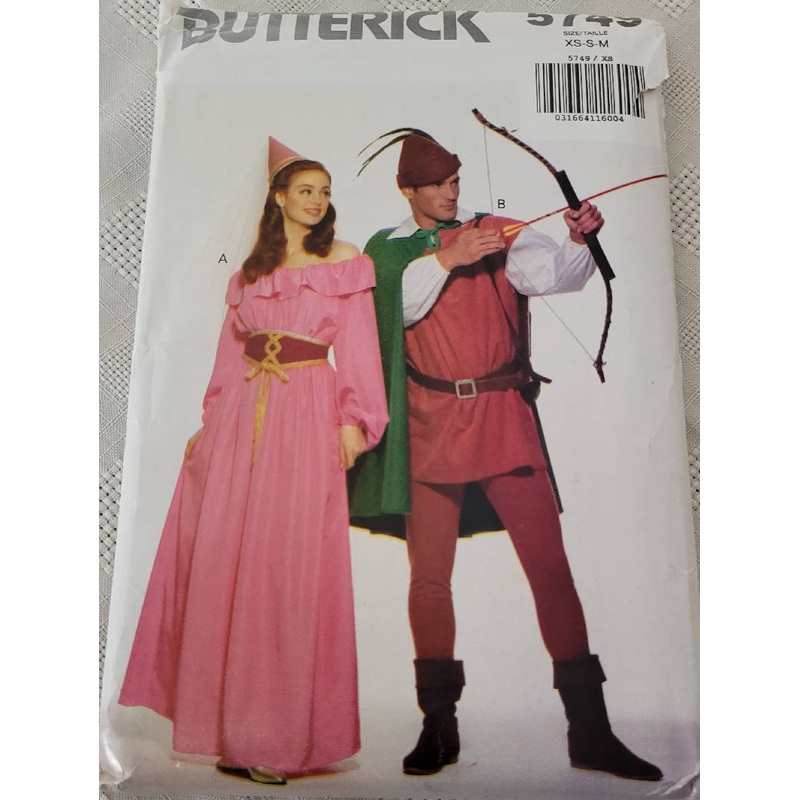 Costume Adult Maid Marianne/Robin Hood Butterick Pattern #5749 Size: XS-M
