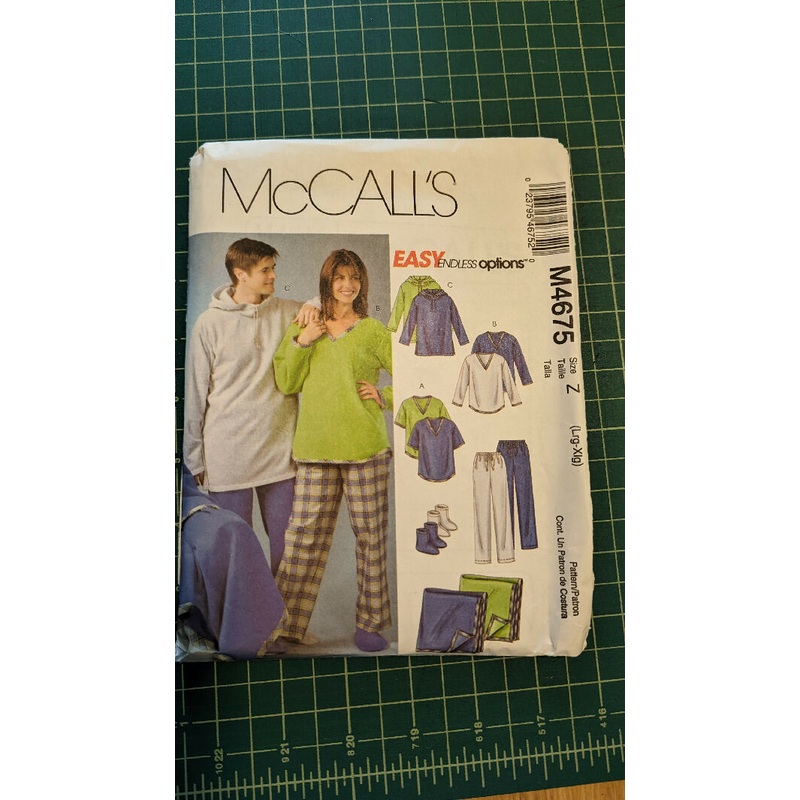 McCall's 4675 Easy Endless Options Unisex Tops, Pants, Socks & Blanket Pattern Sizes L-XL