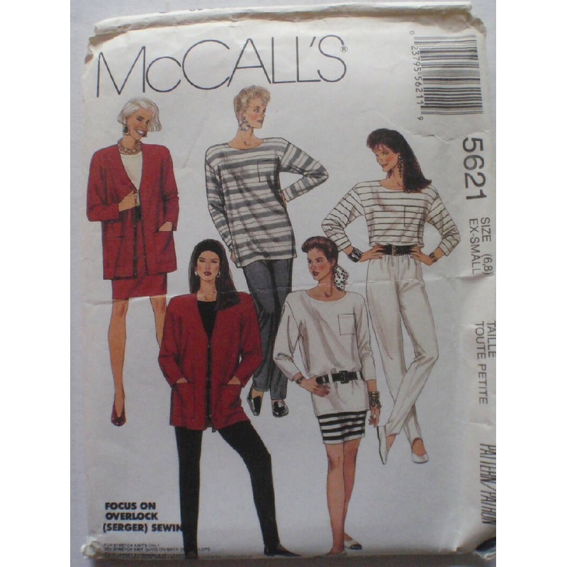 McCall's 5621 Stretch Knit Casual Wardrobe Pattern - Size XS (6-8), Bust 30 1/2 - 31 1/2, Uncut