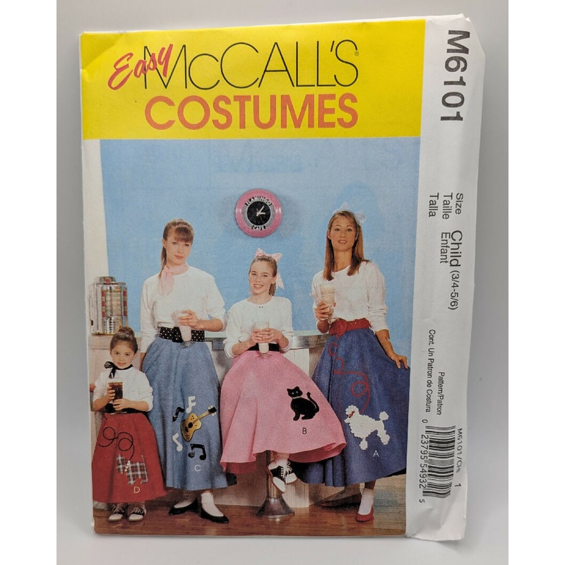 McCall's 6101 Easy Costumes Children's & Girls' Skirt & Petticoat Pattern Sizes 3/4-5/6