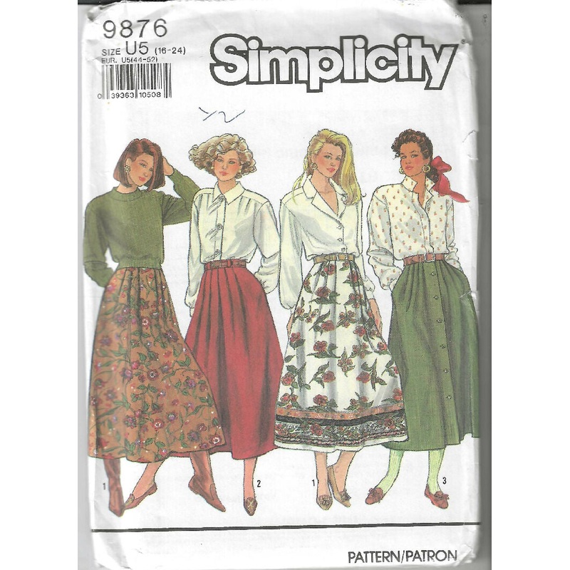 Misses' Pleated Skirts pattern by Simplicity #9876 for size 16-24 - uncut