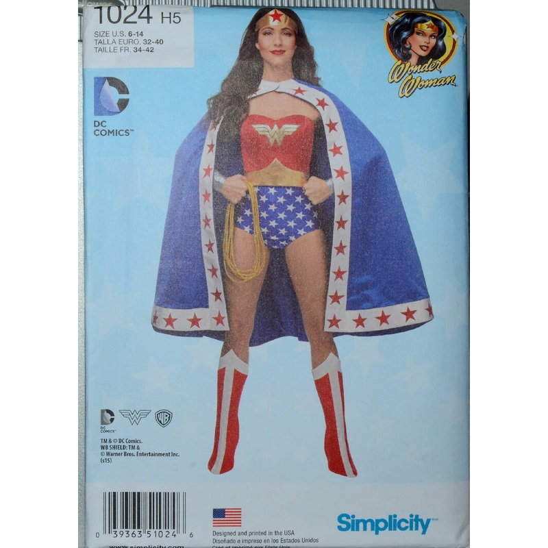 New Wonder Woman Simplicity 1024 Sewing Costume Cosplay Pattern Uncut 6-14