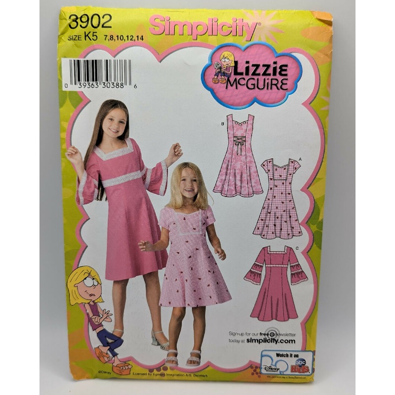 Simplicity 3902 Lizzie McGuire Girl's Dress Pattern Sizes 7-14