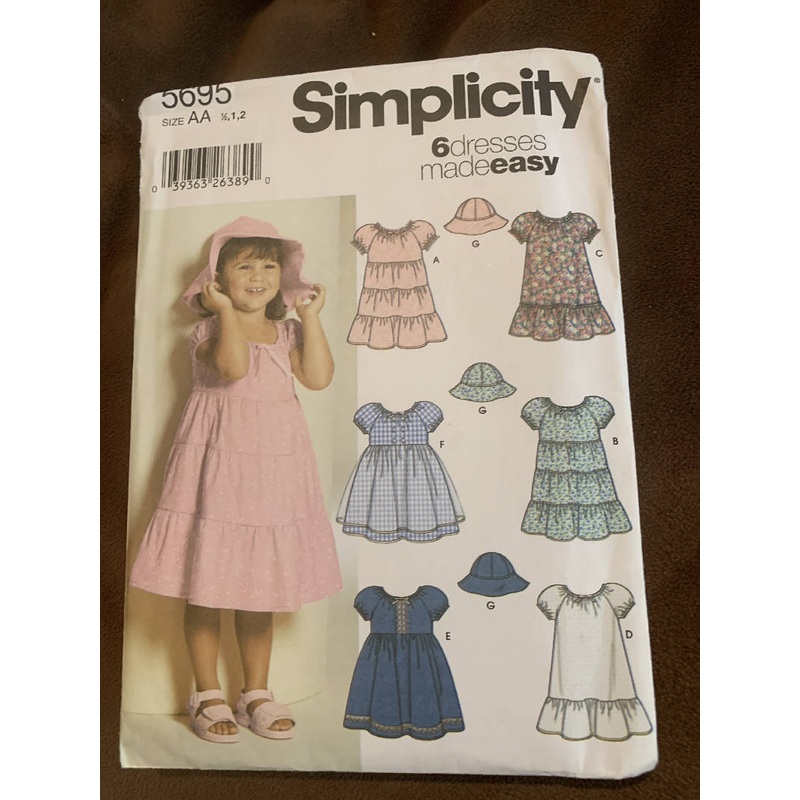 Simplicity 5695 Toddler dresses 6 made easy size AA 1/2, 1, 2 NEW uncut