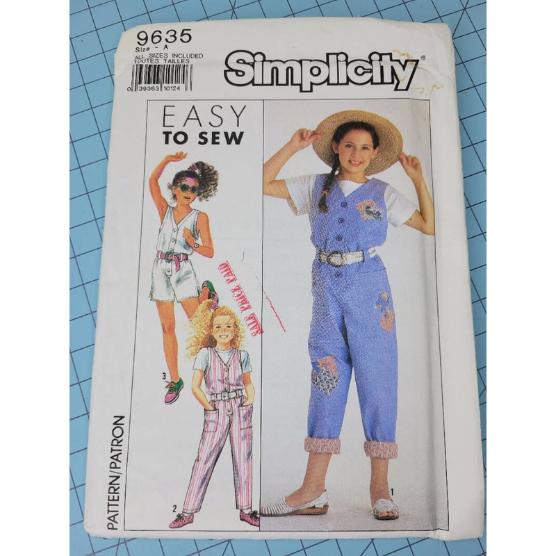 Simplicity 9635 Girls Size A Romper Pattern