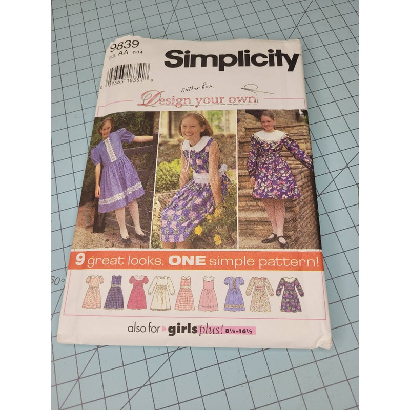 Simplicity 9839 Girls Size AA (7-14) Design Your Own Dress
