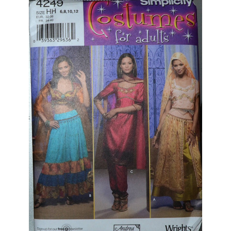 Simplicity Costume Sewing Pattern 4249 Belly Dancer / Harem New, Uncut (6-12)