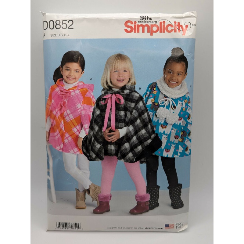 Simplicity D0852 Child's Poncho Pattern Sizes S-L