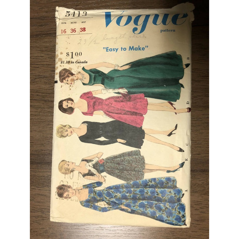 Vintage 1962 Vogue Pattern 5413