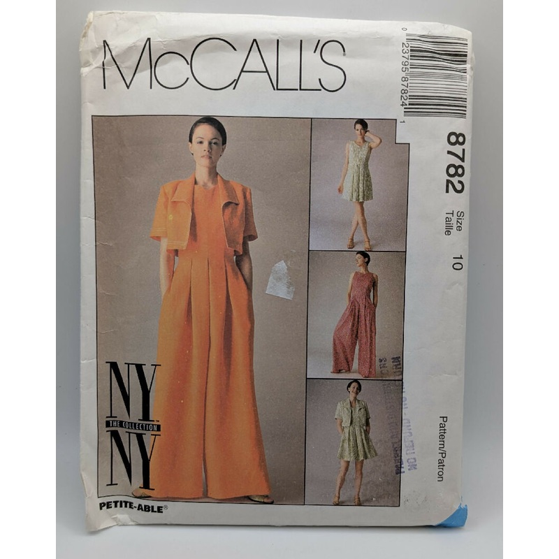 Vintage McCall's 8782 NY NY The Collection Women's Bolero, Dress & Jumpsuit Pattern Size 10