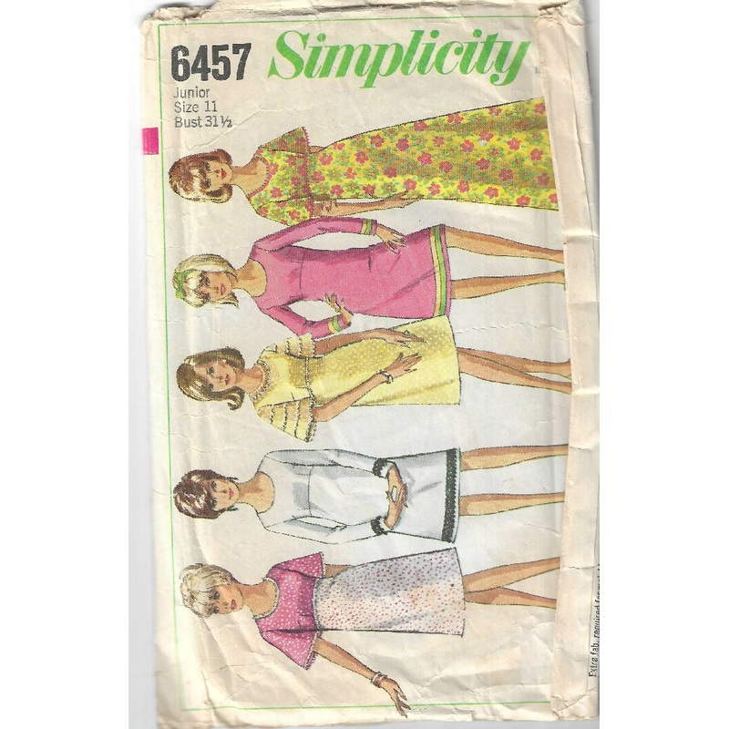 Vintage Simplicity pattern #6457, dress, junior size 11 from 1966 - uncut