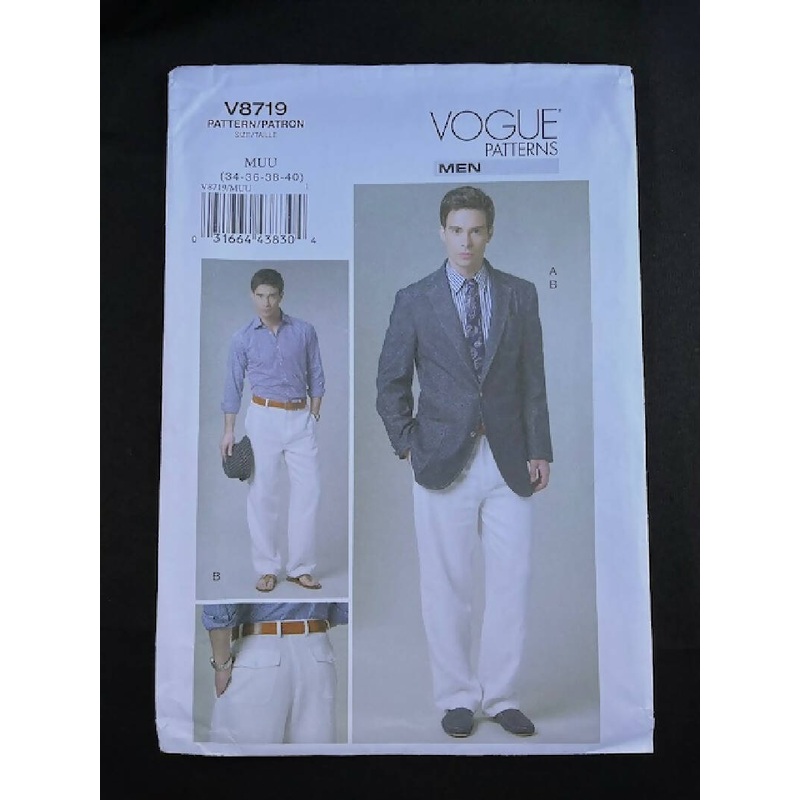 VOGUE MEN V8719 Mens Jacket and Pants (34-36-38-40)