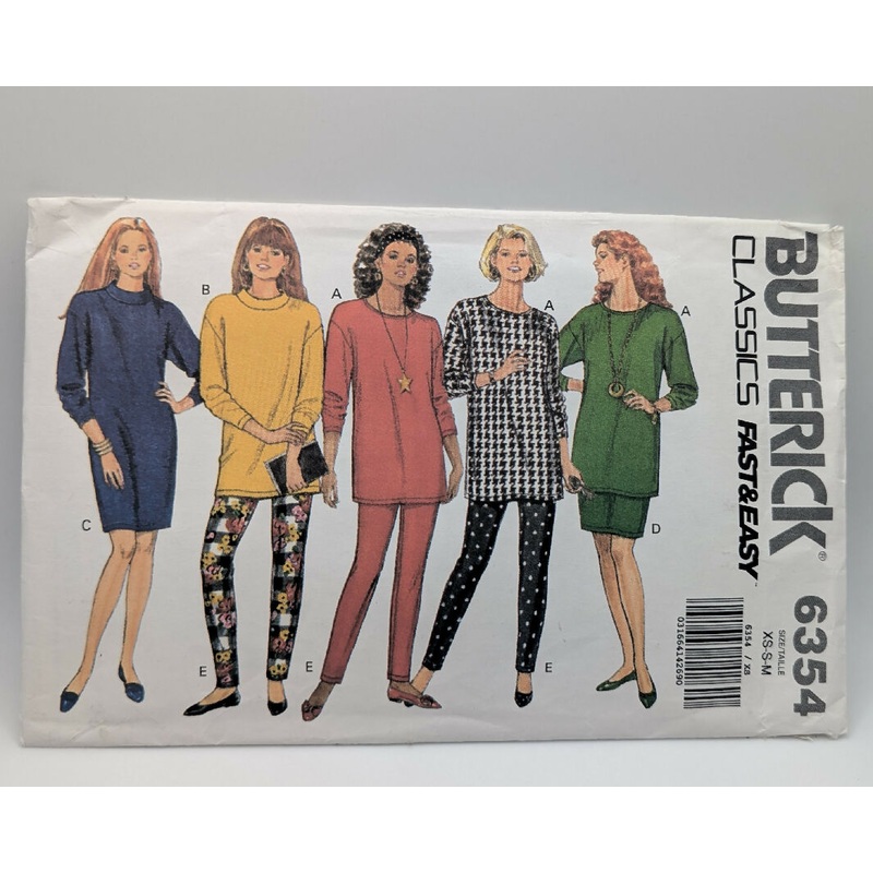 VTG Butterick 6354 Classics Fast & Easy Misses' Dress, Top, Skirt & Pants Pattern Sizes XS-M