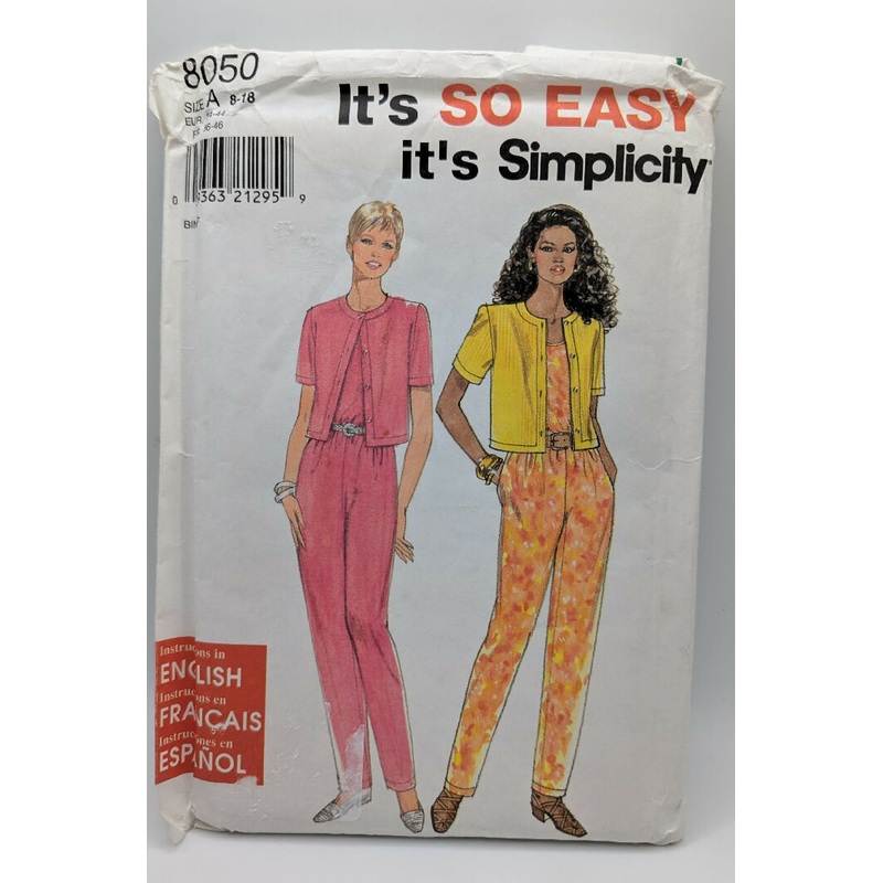VTG Simplicity 8050 It's So Easy Misses' Jumpsuit & Jacket Pattern Sizes 8-18