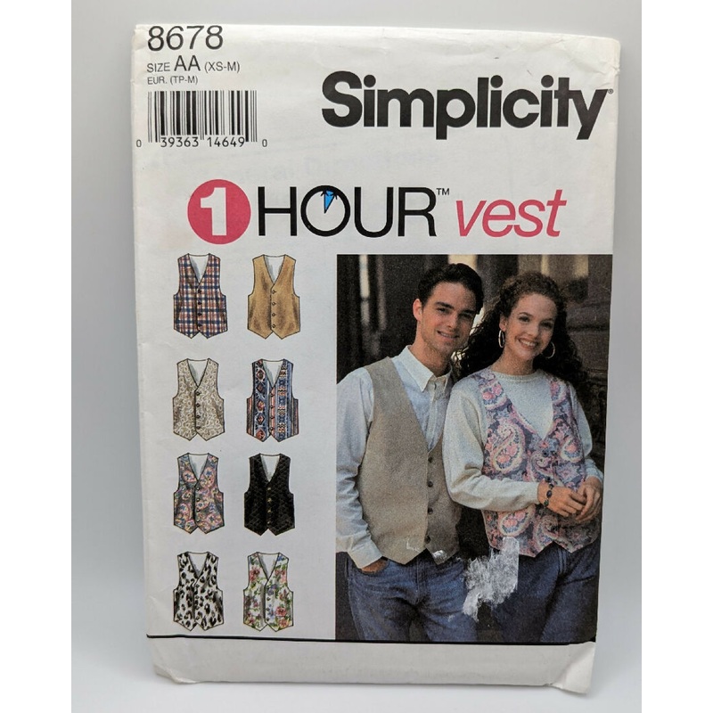 VTG Simplicity 8678 1-Hour Unisex Vest Pattern Sizes XS-M