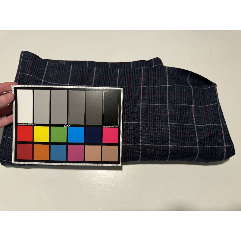 1.5yd blue plaid wool blend suiting