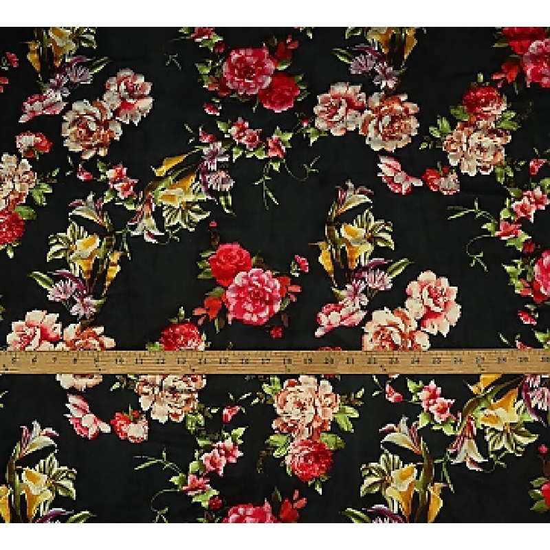 2 yds Floral Foil Design on Mesh Knit 58W