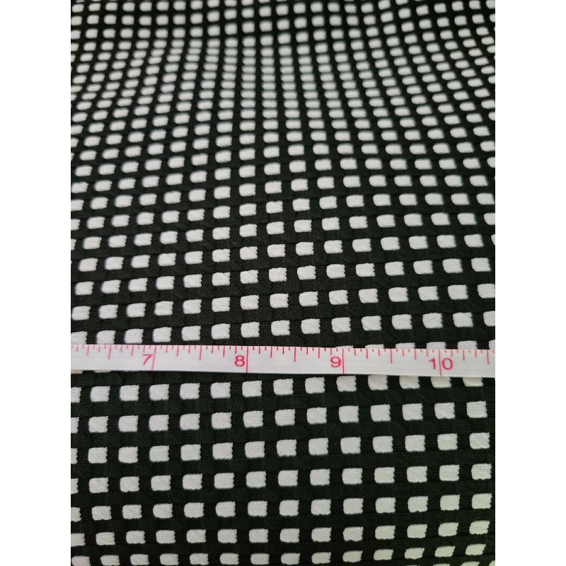3 yards 60" Black & White Square Check Heavy Poly Knit