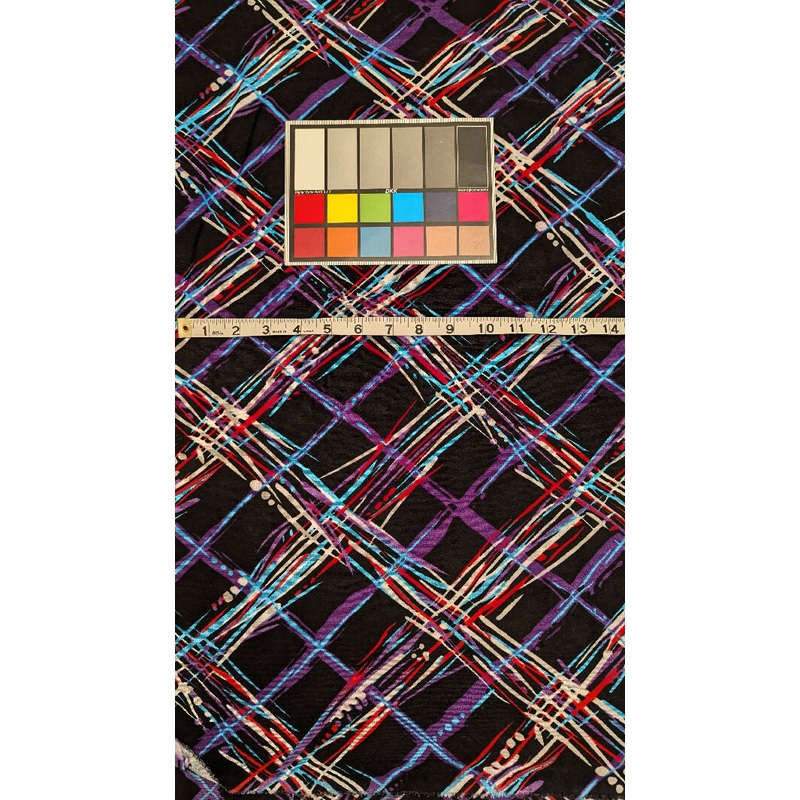 Abstract Multicolor Retro Cross Hatch Print Light Weight DTY Knit Fabric 54"W - 1 1/4 yd