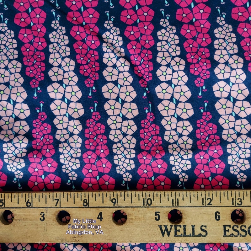 Art Gallery Fabrics JERSEY KNIT Loved to Pieces Gladiolumns Rosebluem K-2427