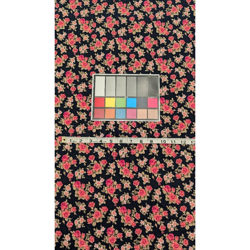 Black/Pink Floral Print Jersey Knit Fabric 60"W - 1 3/4 yds