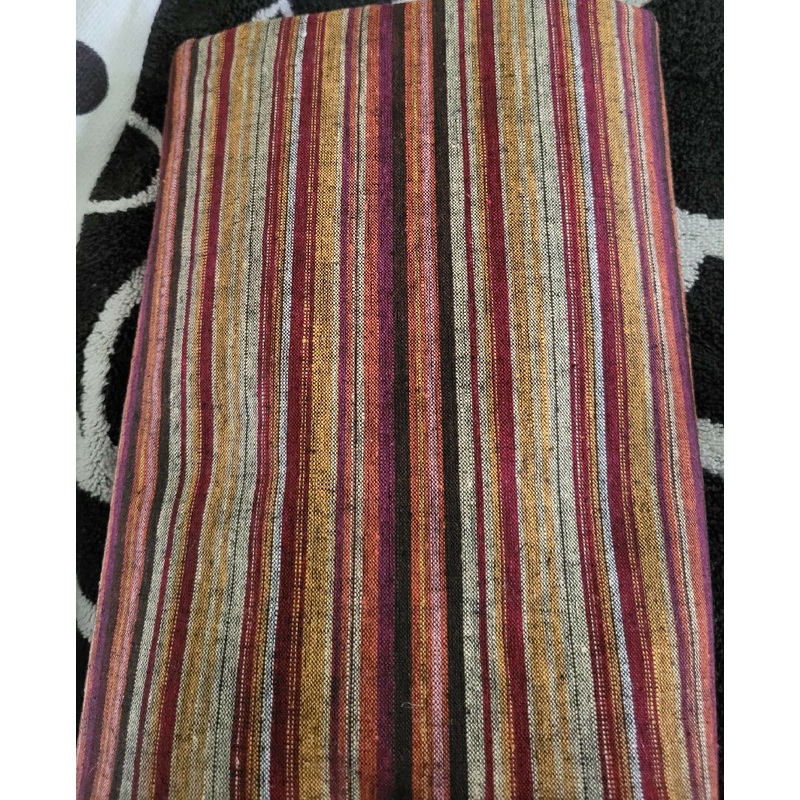 Burgundy, pink, beige stripe fabric
