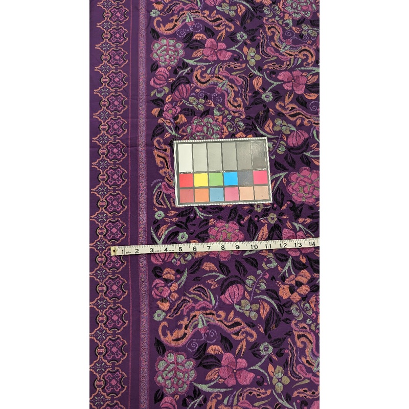 Hoffman California Fabrics Plum Floral Print Rayon Faille Woven Fabric 44"W - 5 yds