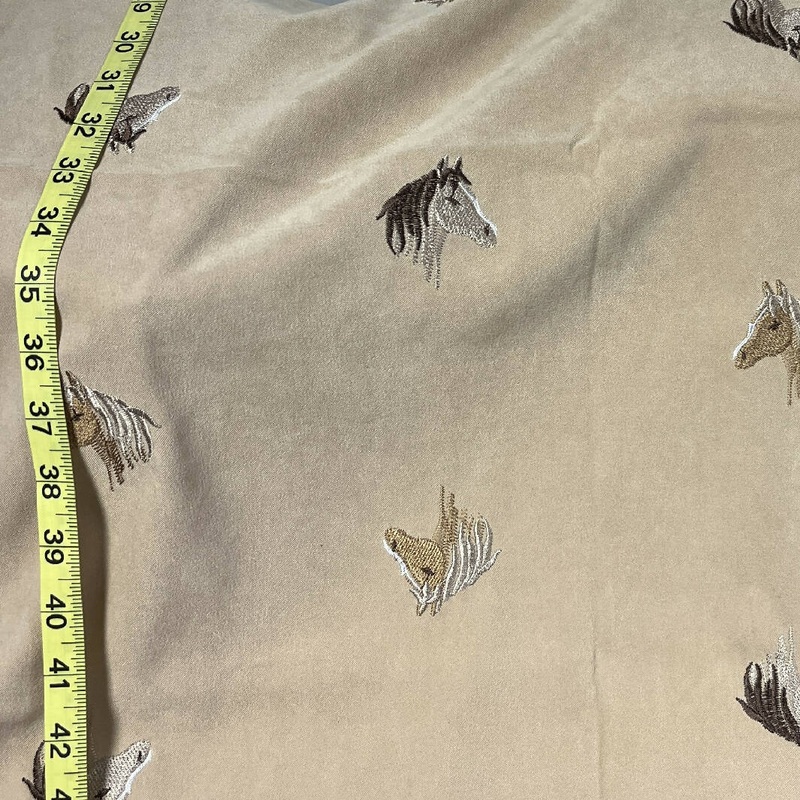 Horse Head Embroidered Synthetic Woven - 1 Yds