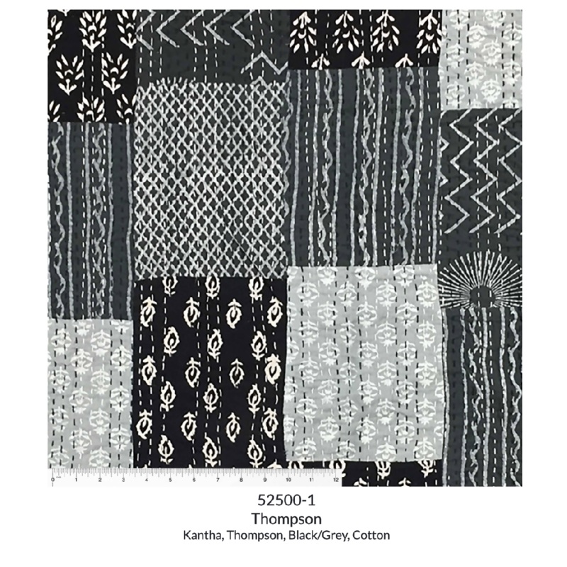 Kantha by Whistler Studios - Black/Grey/White - 2 2/3 yds